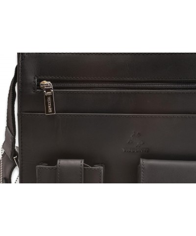 Unisex Hunter Distressed Oiled Leather Ipad Cross Body Bag 18410 - Oiled Black $52.50 Crossbody Bags