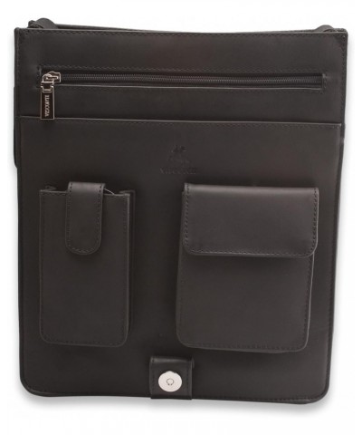 Unisex Hunter Distressed Oiled Leather Ipad Cross Body Bag 18410 - Oiled Black $52.50 Crossbody Bags