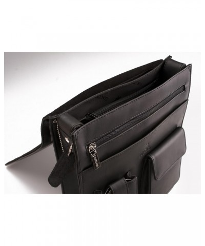 Unisex Hunter Distressed Oiled Leather Ipad Cross Body Bag 18410 - Oiled Black $52.50 Crossbody Bags