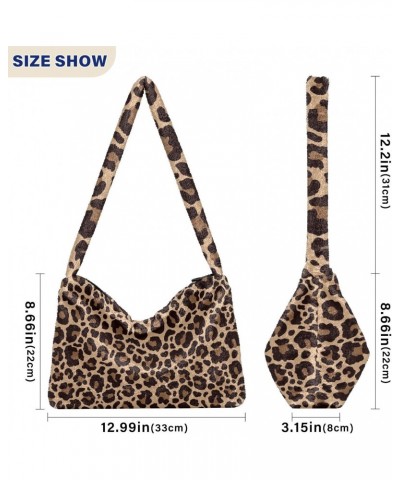 Women Boho Handbag Leopard Print Cute Brown Beige Underarm Bag Tote Bag Shoulder Bag Crossbody Bag Fluffy Cell Phone Purse La...