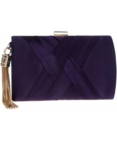 Fringe Dinner Bag Silk Party Evening Bag Dress Clutch For Women Purple $15.07 Evening Bags