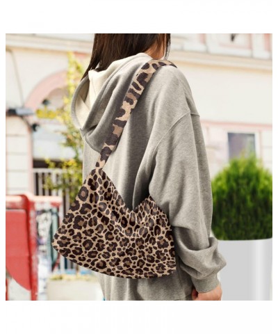 Women Boho Handbag Leopard Print Cute Brown Beige Underarm Bag Tote Bag Shoulder Bag Crossbody Bag Fluffy Cell Phone Purse La...