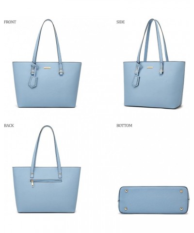 Women Fashion Handbags Wallet Tote Bag Shoulder Bag Top Handle Satchel Purse Set 4pcs Sky Blue-a $27.09 Satchels