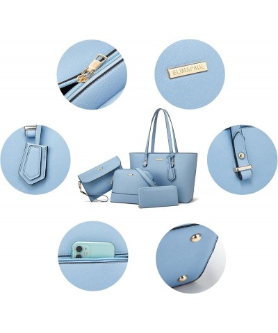 Women Fashion Handbags Wallet Tote Bag Shoulder Bag Top Handle Satchel Purse Set 4pcs Sky Blue-a $27.09 Satchels