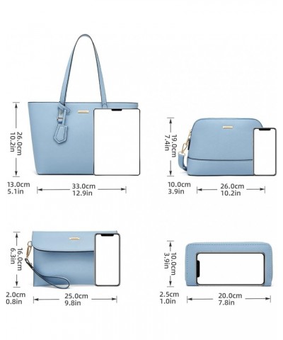 Women Fashion Handbags Wallet Tote Bag Shoulder Bag Top Handle Satchel Purse Set 4pcs Sky Blue-a $27.09 Satchels