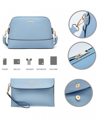 Women Fashion Handbags Wallet Tote Bag Shoulder Bag Top Handle Satchel Purse Set 4pcs Sky Blue-a $27.09 Satchels