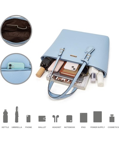 Women Fashion Handbags Wallet Tote Bag Shoulder Bag Top Handle Satchel Purse Set 4pcs Sky Blue-a $27.09 Satchels