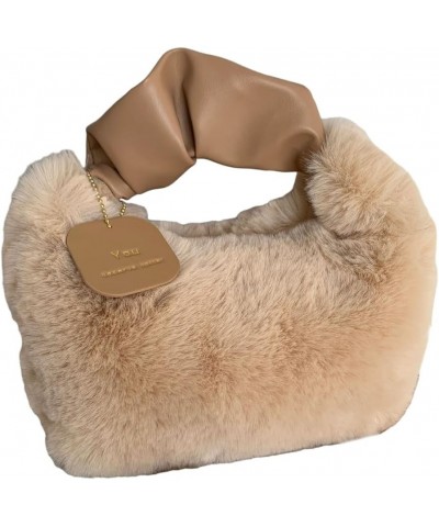 Soft and Warm Plush Shoulder Bag Adjustable Strap Casual Crossbody Bags for Women and Girls Camel $8.70 Shoulder Bags