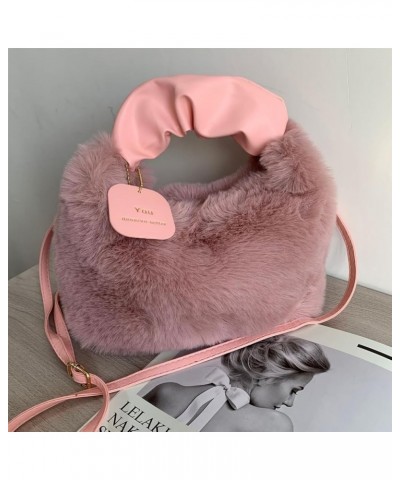 Soft and Warm Plush Shoulder Bag Adjustable Strap Casual Crossbody Bags for Women and Girls Camel $8.70 Shoulder Bags