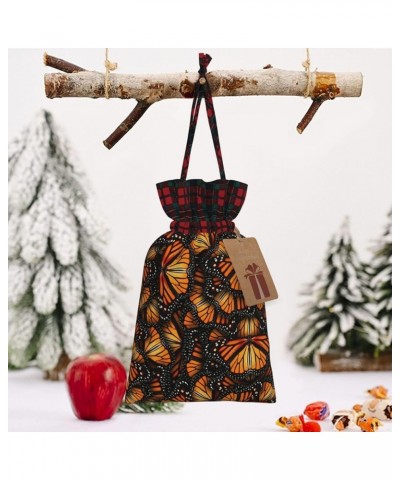 Hand Print Christmas Gift Bag - Stylish Eco-Friendly Polyester Bag For Your Festive Presents Heaps Of Orange Monarch Butterfl...