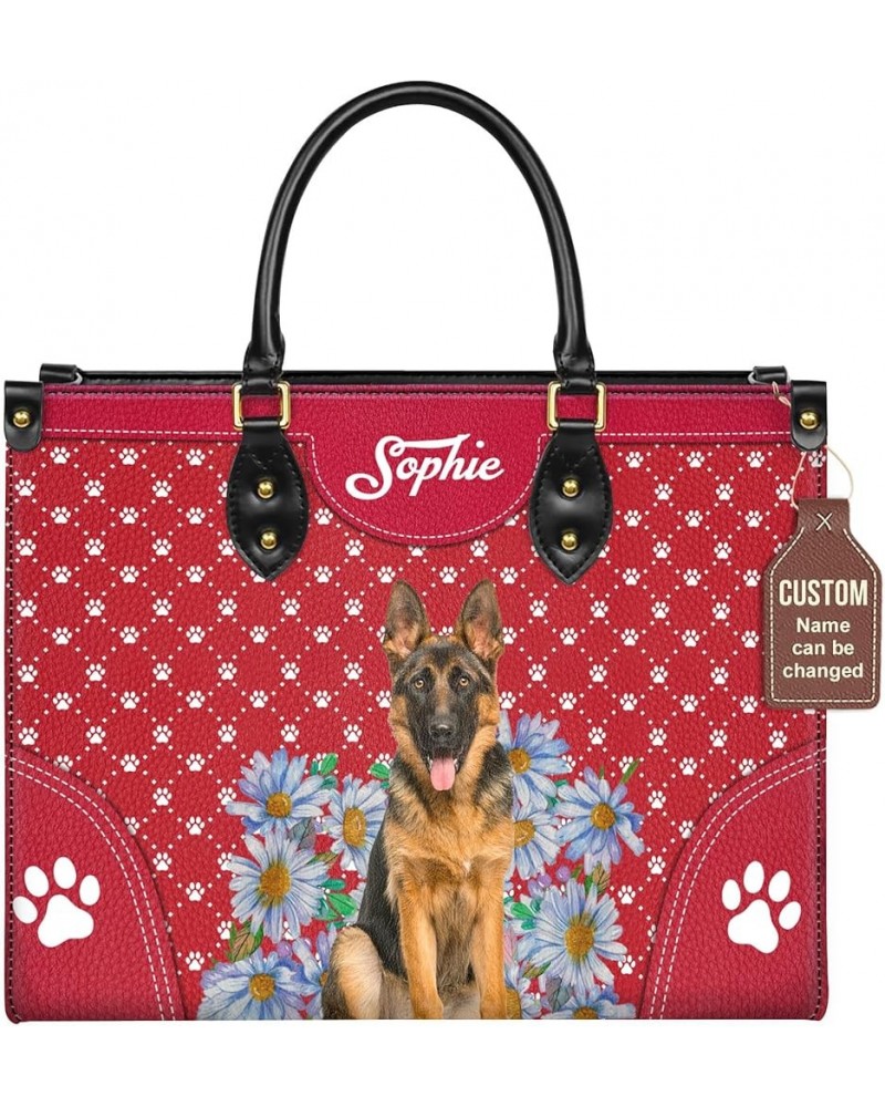 Personalized German Shepherd Dog Handbags, Custom Name Dog Leather Bags, Purses, Shoulder Bag, Gift For Dog Mom Dog Lover Sty...