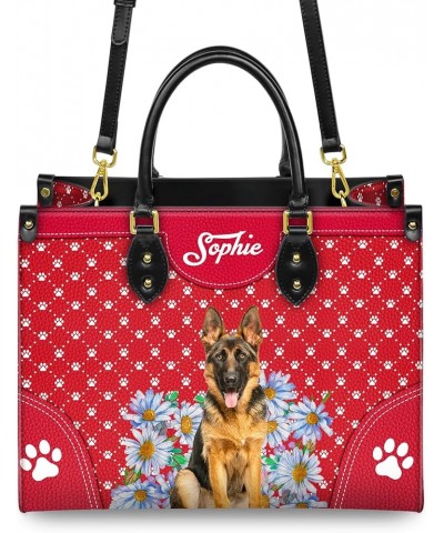 Personalized German Shepherd Dog Handbags, Custom Name Dog Leather Bags, Purses, Shoulder Bag, Gift For Dog Mom Dog Lover Sty...