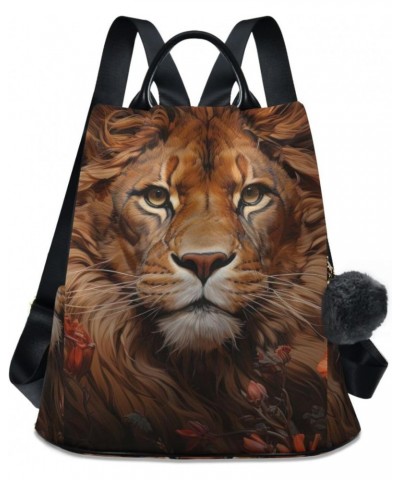 Lion in Flower Women Backpack, Fashion Anti Theft Casual Daypack Shoulder Bag Purse for Travel Work 15 inches $19.27 Backpacks