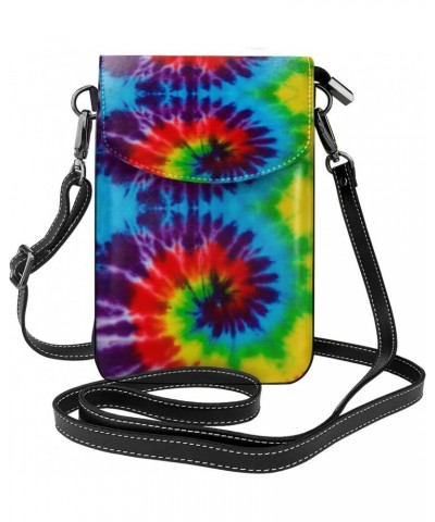 Tie-Dye Small Crossbody Bag Crossbody Wallet Pu Leather Cell Phone Purse Mini With Card Slots $11.04 Crossbody Bags