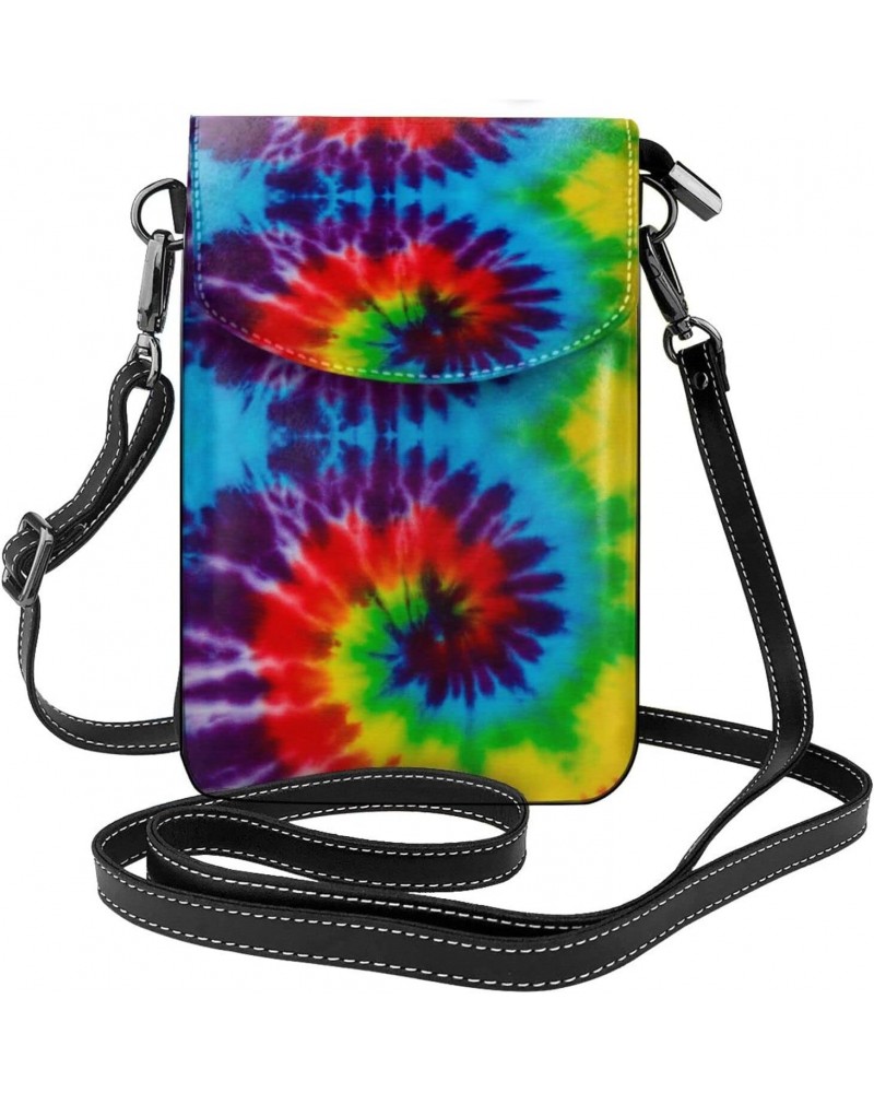 Tie-Dye Small Crossbody Bag Crossbody Wallet Pu Leather Cell Phone Purse Mini With Card Slots $11.04 Crossbody Bags