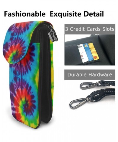 Tie-Dye Small Crossbody Bag Crossbody Wallet Pu Leather Cell Phone Purse Mini With Card Slots $11.04 Crossbody Bags