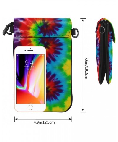 Tie-Dye Small Crossbody Bag Crossbody Wallet Pu Leather Cell Phone Purse Mini With Card Slots $11.04 Crossbody Bags