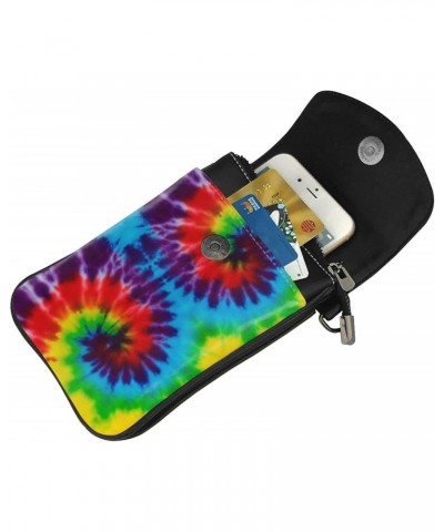 Tie-Dye Small Crossbody Bag Crossbody Wallet Pu Leather Cell Phone Purse Mini With Card Slots $11.04 Crossbody Bags