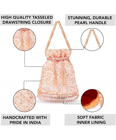 Potli Purses For Women Handmade Evening Handbag Stylish Bridal Fashion Wristlet Bag For Girls Peach $27.09 Evening Bags