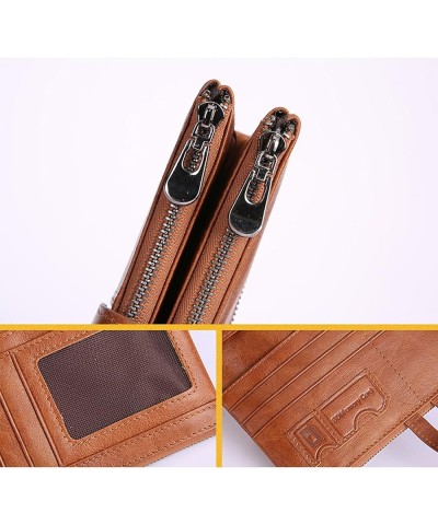 Women Genuine Leather Large Capacity Wallets RFID Blocking Clutch Card Holder Ladies Purse with Zipper Phone Pocket (Brown) B...