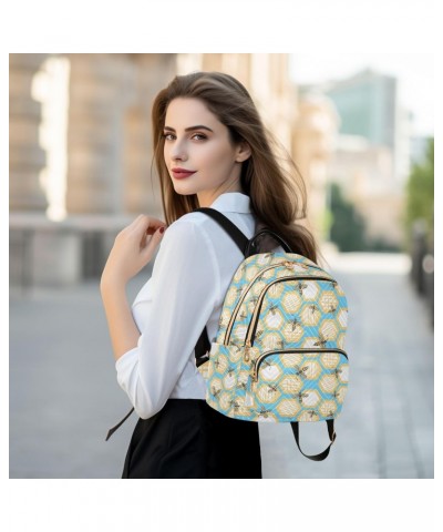 Bees Honeycombs Backpack for Women Casual Daypack Travel Purse Lightweight Shoulder Bag Small Backpacks for Work Outdoor Ladi...