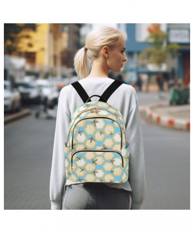 Bees Honeycombs Backpack for Women Casual Daypack Travel Purse Lightweight Shoulder Bag Small Backpacks for Work Outdoor Ladi...