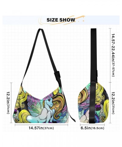 Unicorns Hobo Shoulder Bag for Women Men PU Leather Crossbody Bag Slouchy Tote Handbags for Traveling Shopping Working $19.13...