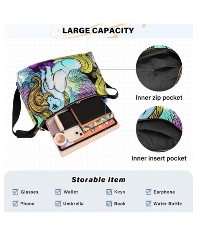 Unicorns Hobo Shoulder Bag for Women Men PU Leather Crossbody Bag Slouchy Tote Handbags for Traveling Shopping Working $19.13...