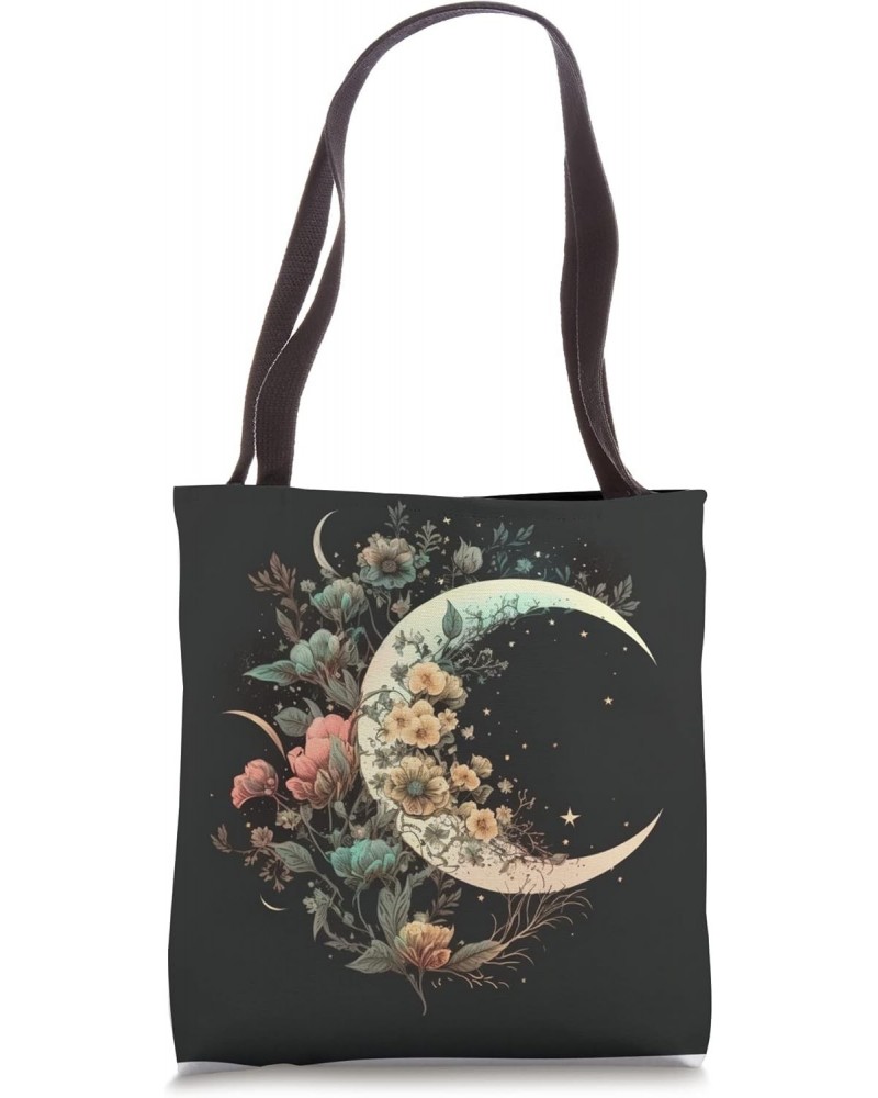 Floral Moon Phase flower crescent moon cool eclipse moon Tote Bag $12.62 Totes