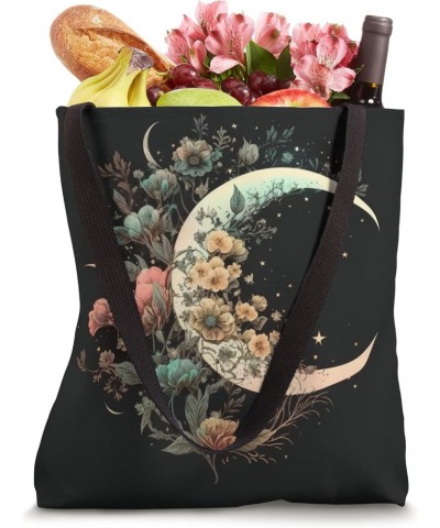 Floral Moon Phase flower crescent moon cool eclipse moon Tote Bag $12.62 Totes