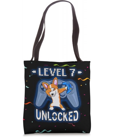 Level 7 Unlocked 7 Year Old Dabbing Corgi Gamer 7th Birthday Tote Bag $14.67 Totes