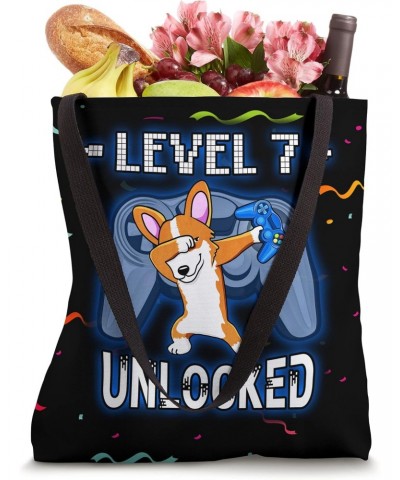 Level 7 Unlocked 7 Year Old Dabbing Corgi Gamer 7th Birthday Tote Bag $14.67 Totes