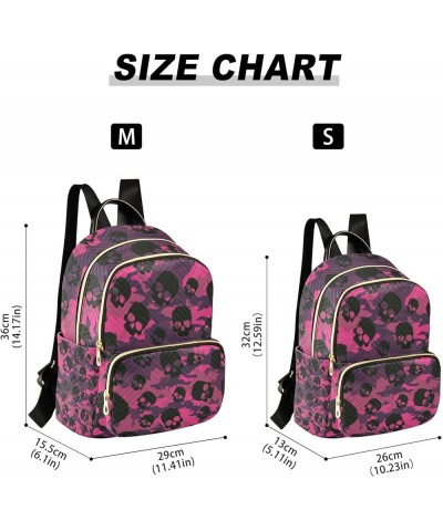 Halloween Women Backpack Camouflage Skull Dark Pink Anti-Theft Travel Backpack with Luggage Belt Durable Handbag Lady Purse R...