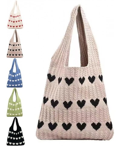 Women's Crochet Tote Bags, Heart Tote Bag, Heart Crochet Tote Bag, Heart-shaped Beach Handbags, Carryall Tote Bags for Women....