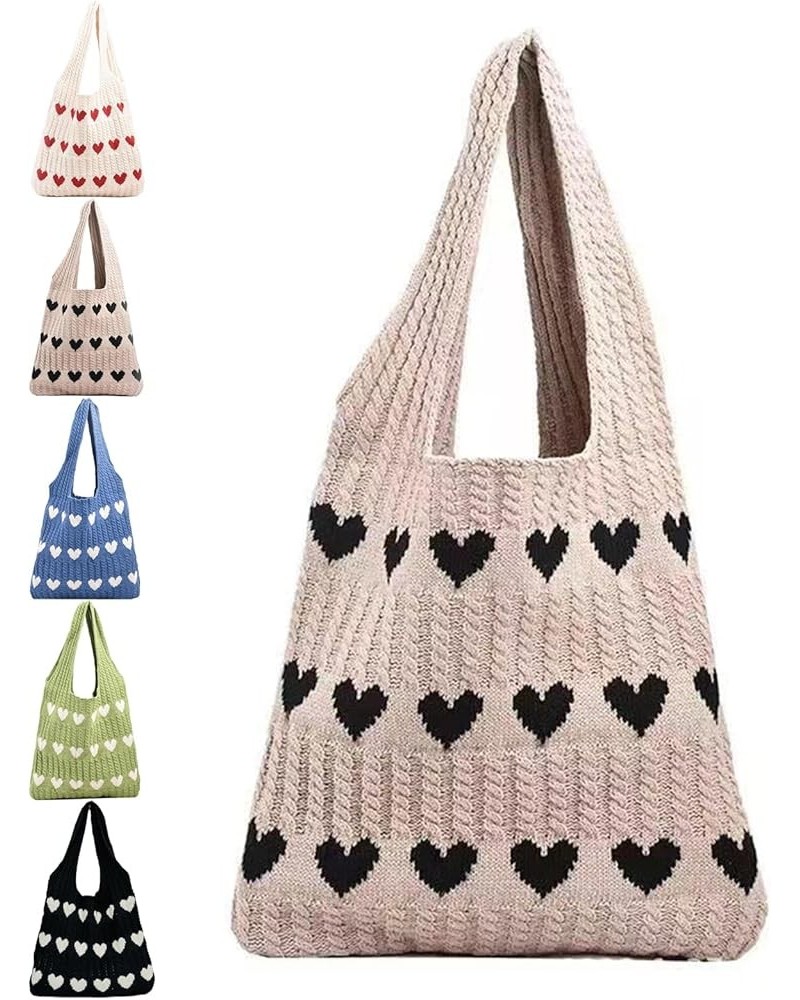 Women's Crochet Tote Bags, Heart Tote Bag, Heart Crochet Tote Bag, Heart-shaped Beach Handbags, Carryall Tote Bags for Women....