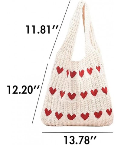 Women's Crochet Tote Bags, Heart Tote Bag, Heart Crochet Tote Bag, Heart-shaped Beach Handbags, Carryall Tote Bags for Women....