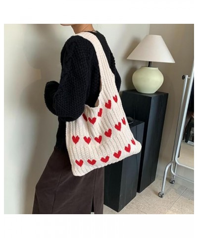 Women's Crochet Tote Bags, Heart Tote Bag, Heart Crochet Tote Bag, Heart-shaped Beach Handbags, Carryall Tote Bags for Women....