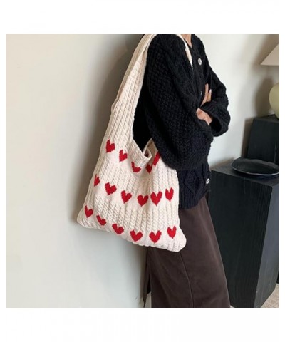 Women's Crochet Tote Bags, Heart Tote Bag, Heart Crochet Tote Bag, Heart-shaped Beach Handbags, Carryall Tote Bags for Women....