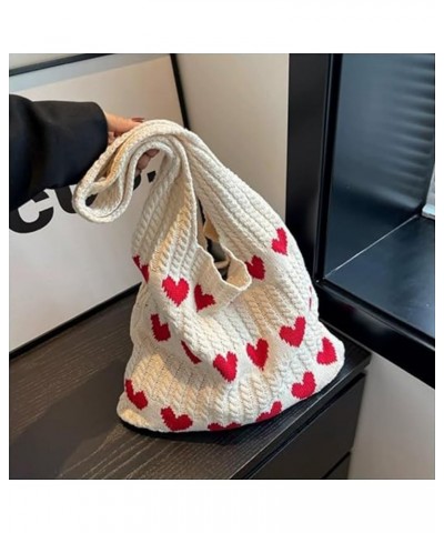 Women's Crochet Tote Bags, Heart Tote Bag, Heart Crochet Tote Bag, Heart-shaped Beach Handbags, Carryall Tote Bags for Women....