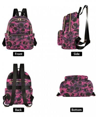 Halloween Women Backpack Camouflage Skull Dark Pink Anti-Theft Travel Backpack with Luggage Belt Durable Handbag Lady Purse R...