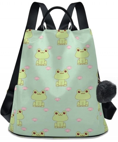 Happy Frog Backpack Purse for Women Anti-theft Handbag Travel Backpack Happy Frog $20.15 Backpacks