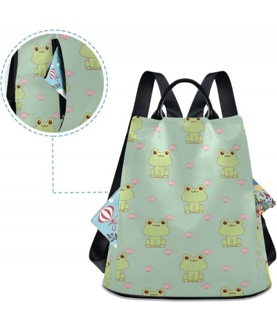 Happy Frog Backpack Purse for Women Anti-theft Handbag Travel Backpack Happy Frog $20.15 Backpacks