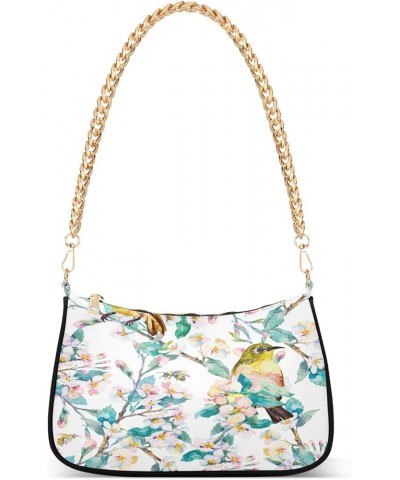 Shoulder Bags for Women, Bird Flower Hobo Tote Handbag, Retro Chain Bag Purse with Zipper Color07 $13.80 Shoulder Bags