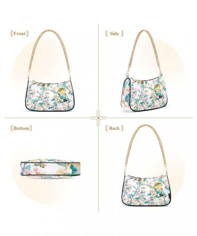 Shoulder Bags for Women, Bird Flower Hobo Tote Handbag, Retro Chain Bag Purse with Zipper Color07 $13.80 Shoulder Bags