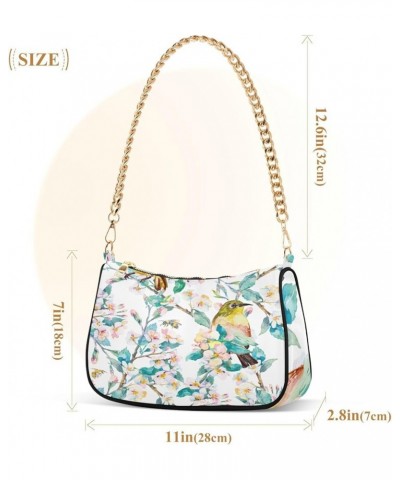 Shoulder Bags for Women, Bird Flower Hobo Tote Handbag, Retro Chain Bag Purse with Zipper Color07 $13.80 Shoulder Bags