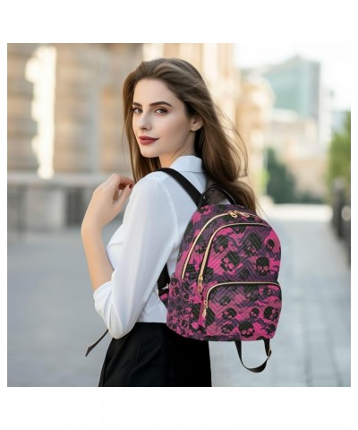 Halloween Women Backpack Camouflage Skull Dark Pink Anti-Theft Travel Backpack with Luggage Belt Durable Handbag Lady Purse R...