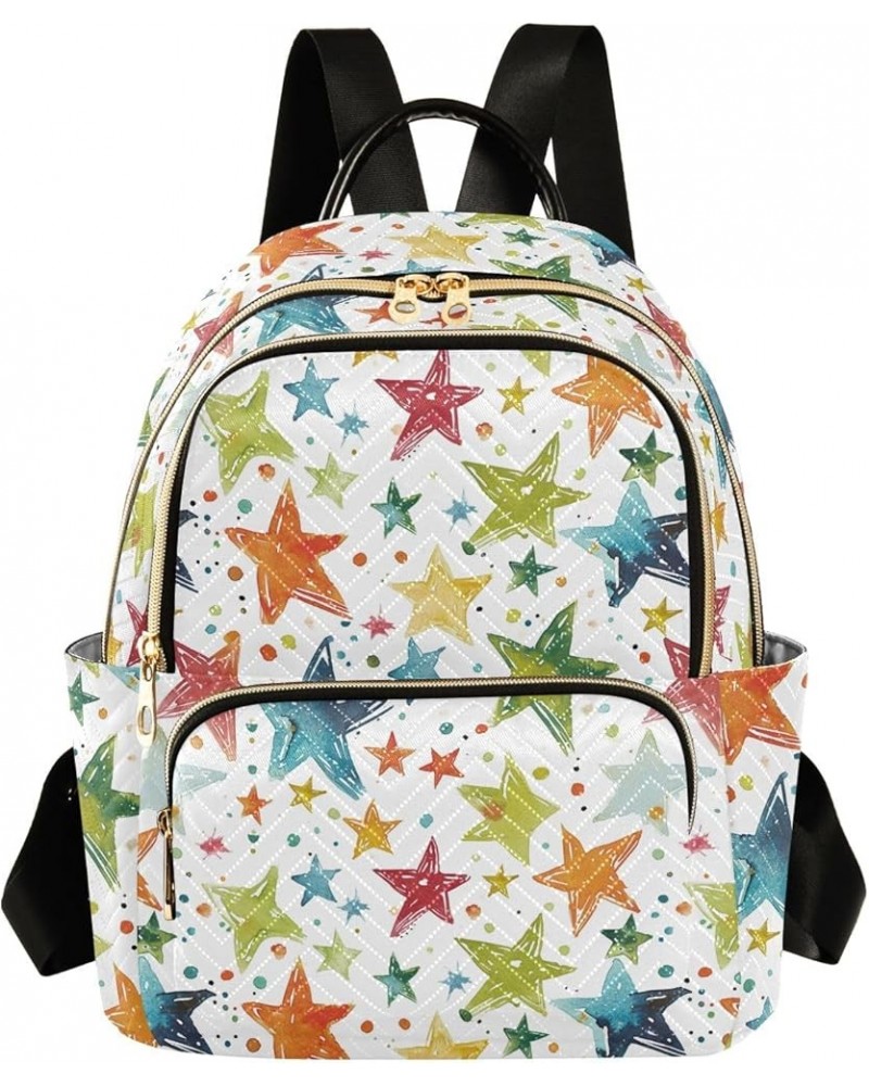 Colorful Star Theme Fashion Backpack Purse for Women, Casual Daypacks, Ladies Gift for Traveling Hiking Multicolor Small $16....