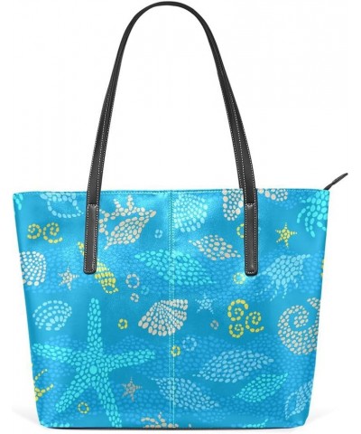 Handbags for Women Tote Bags with 11.08"(L) x 3.54"(W) x 11.02"(W) - Starfish Blue Stripes Starfish Blue Crab $19.77 Totes