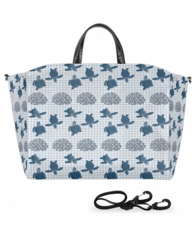 Turtle Coral Blue Large Tote Bag Women Should Bag Extra Large Tote Bags Waterproof Big Abstract Turtle Crossbody Tote Bag wit...