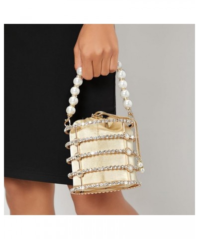 Women Evening Handbag Sparkly Metal Clutch Purses Pearl Top Handle Bucket Bag for Wedding Party Prom Red $21.59 Evening Bags